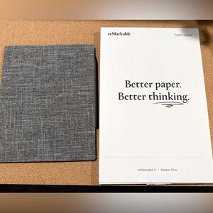 2 Paper Tablet with Gray Fabric Cover